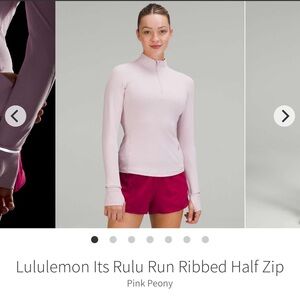 NEW LULLEMON ITS A RULU RUN RIBBED HALF ZIP LONG SLEEVE *PINK PEONY